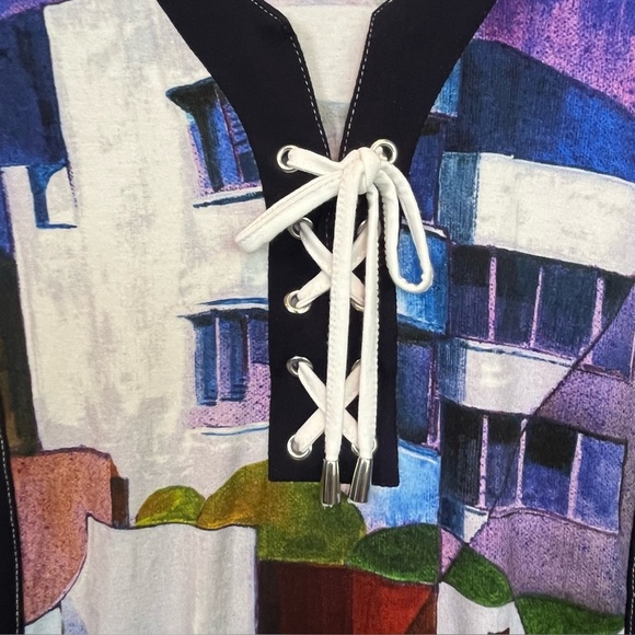 Simply Art By Dolcezza Art To Wear Top Sail Boats Coastal Sz XS Tunic - Picture 3 of 15